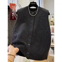 Women Sweater Vests Casual Loose Basics Solid Buttons Knitwear Sleeveless Female Bottom Sweater Vintage Simple Simple Tank Tops - Image 3