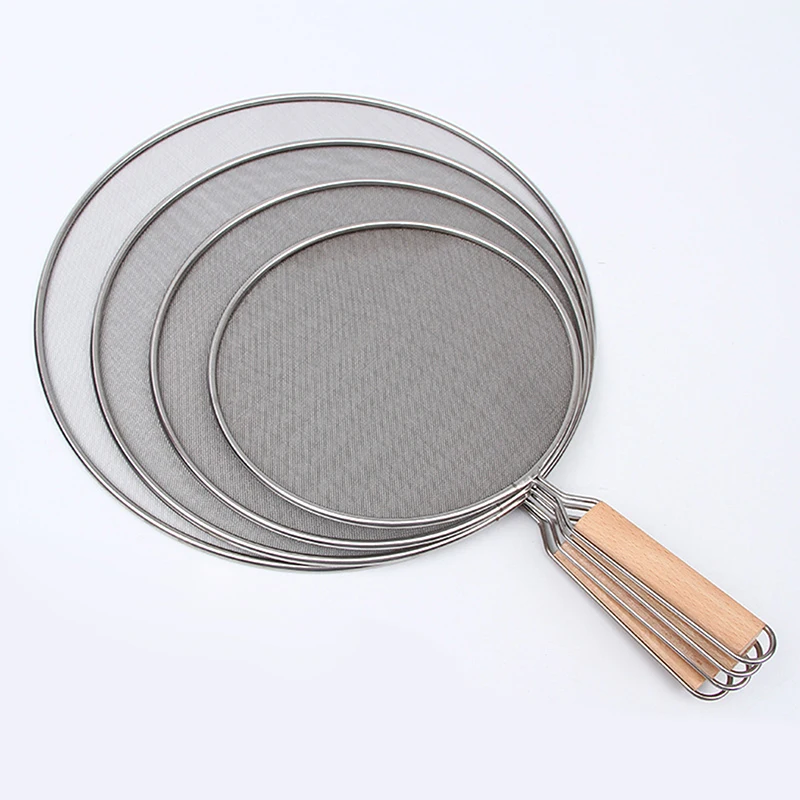 Splash Proof Oil Mesh Cover Frying Pan Splash Guard Fine Strainer Guard With Handle Household Stainless Steel Cooking Tools