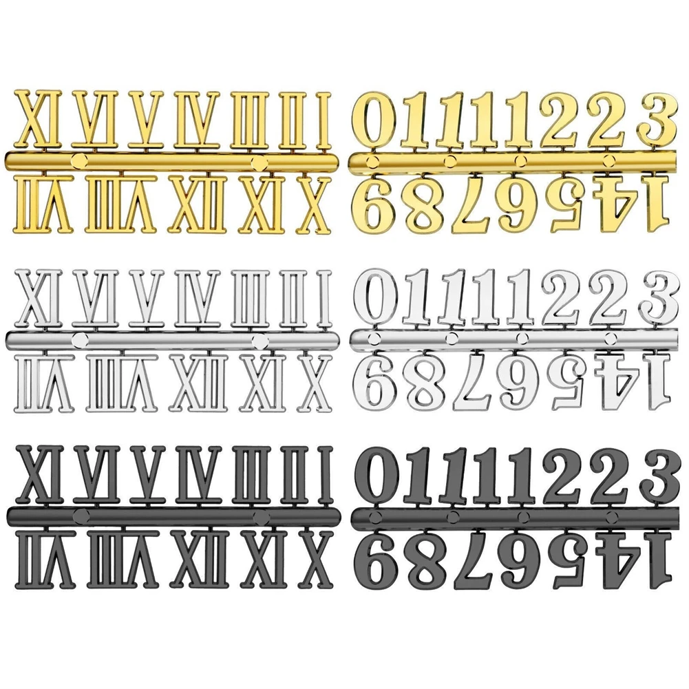 1Set 0-12 Arabic Number Plastic Replacement Gadget Silver Gold Digital Clock Numerals Parts Clock Repair Bell DIY Accessories