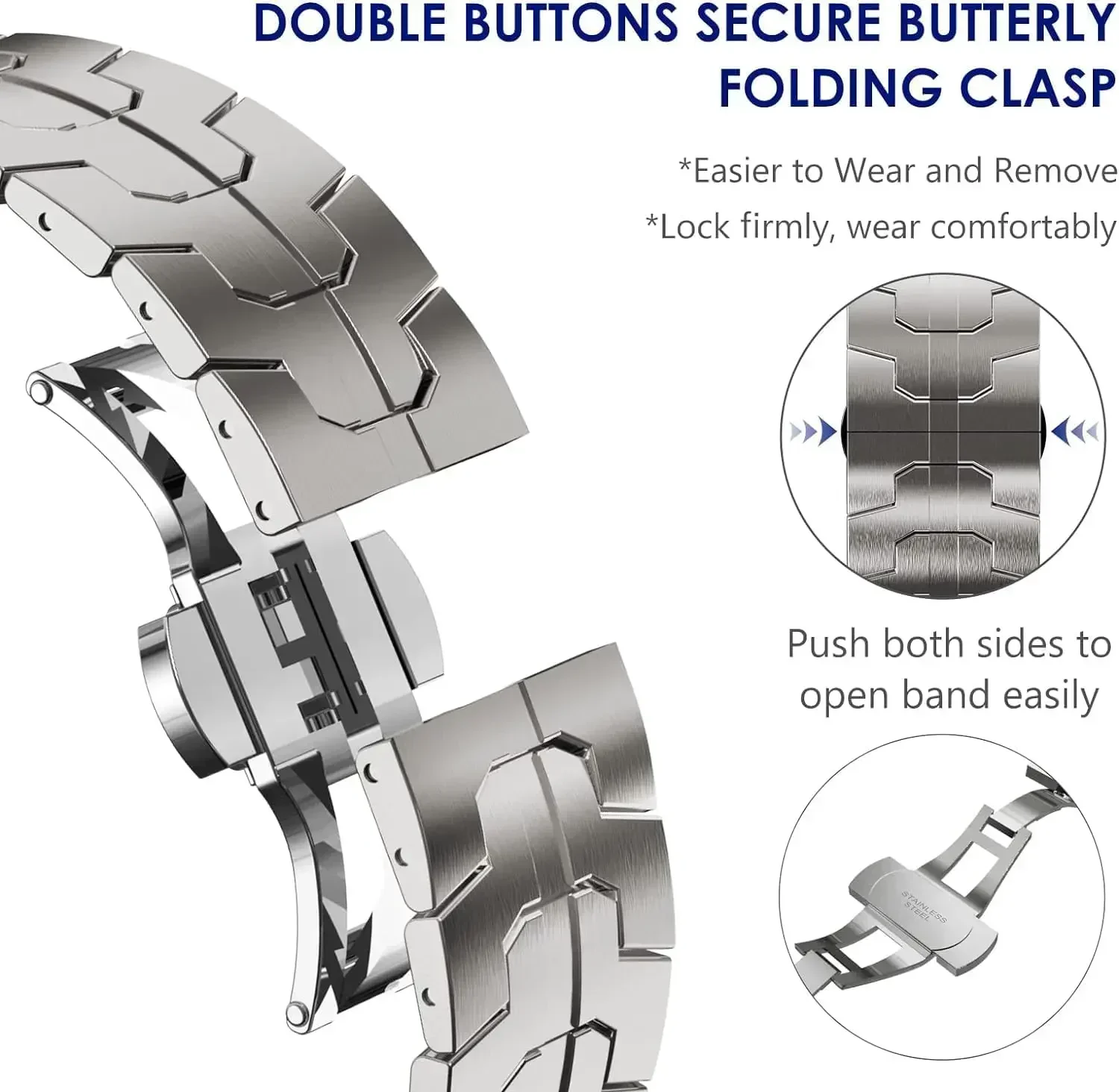 Luxury Stainless Steel No-Gap Strap - Premium Metal Watchband Bracelet