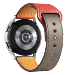 Premium Leather Watch Band - Classic 20mm/22mm Strap Bracelet - 22mm Watch band (Red Gray)