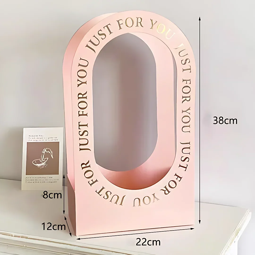 Valentine's Day Hollow Folding Handheld Flower Basket Simple Flower Box Paper Handbag Mother's Day Gift Arrangement Box flower basket