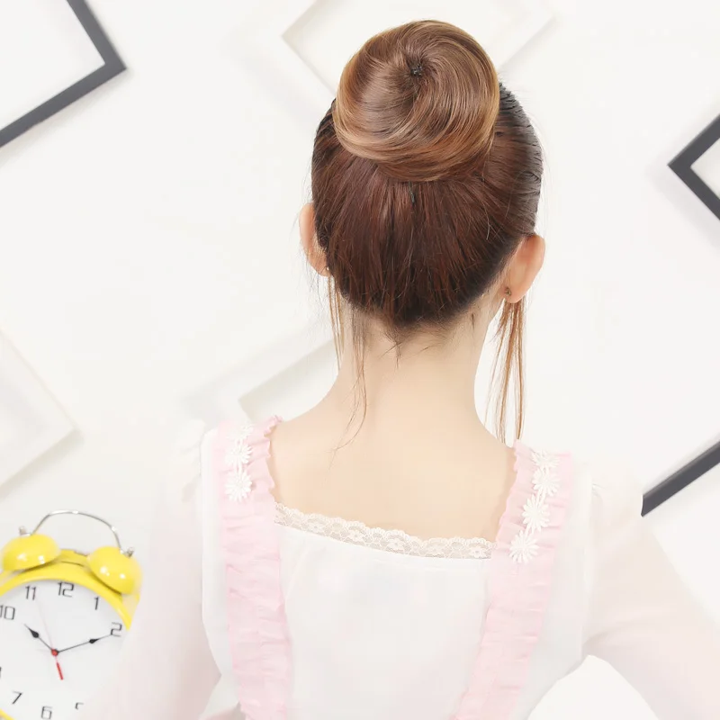 드로스트링 헤어 번 헤어피스 스트레이트/컬리 시뇽 업두 익스텐션 블랙 브라운 인조모 여성용 간편 착용 내추럴