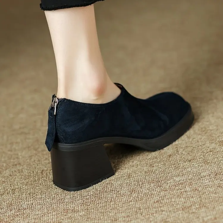 New Fashion Women's Spring and Autumn Shoes Ladies' Thick Bottom Shoes Luxury Lefse Shoes Platform Shoes Square Head High Heels