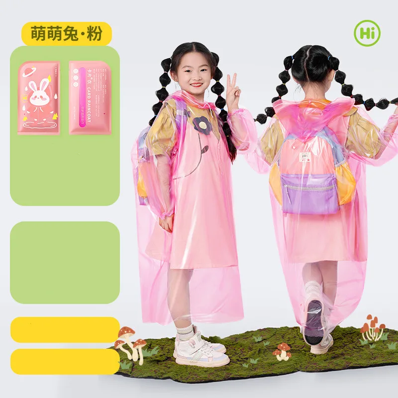 5PCS Children's Portable Raincoat Travel Outdoor Rainwear Waterproof Boys Girls Disposable Camping Rain Cover Travel Supplies