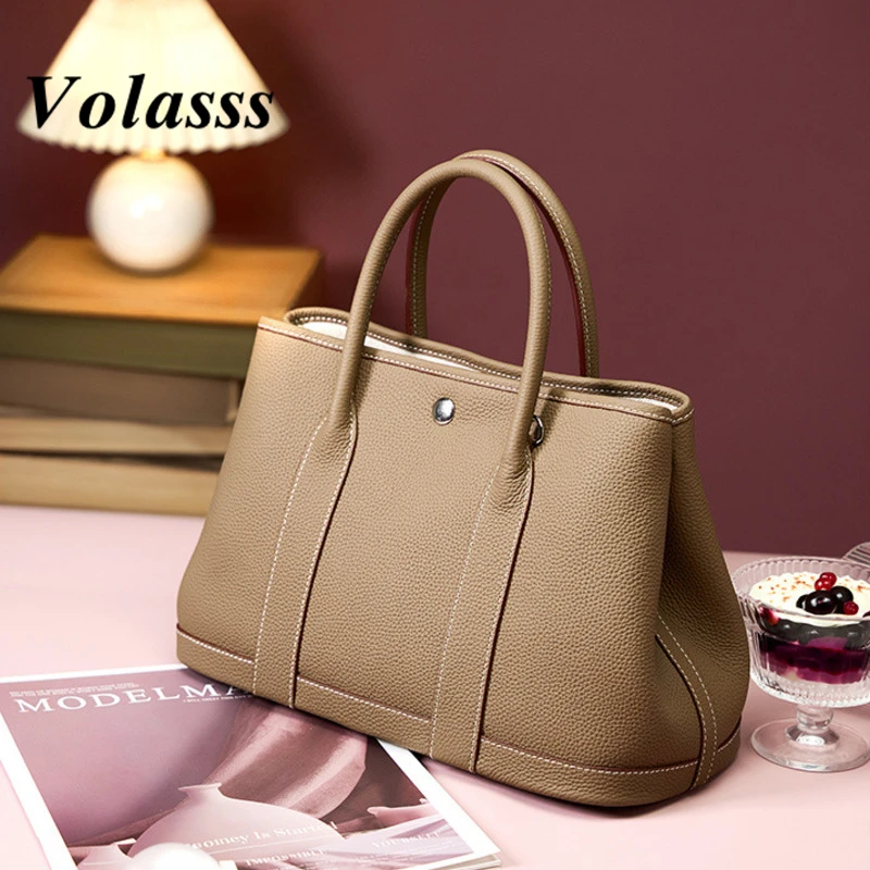 

VOLASSS New Genuine Leather Women Handbag Fashion Cowhide Shoulder Tote Bag Versatile Large Capacity Crossbody Bucket Bag Female