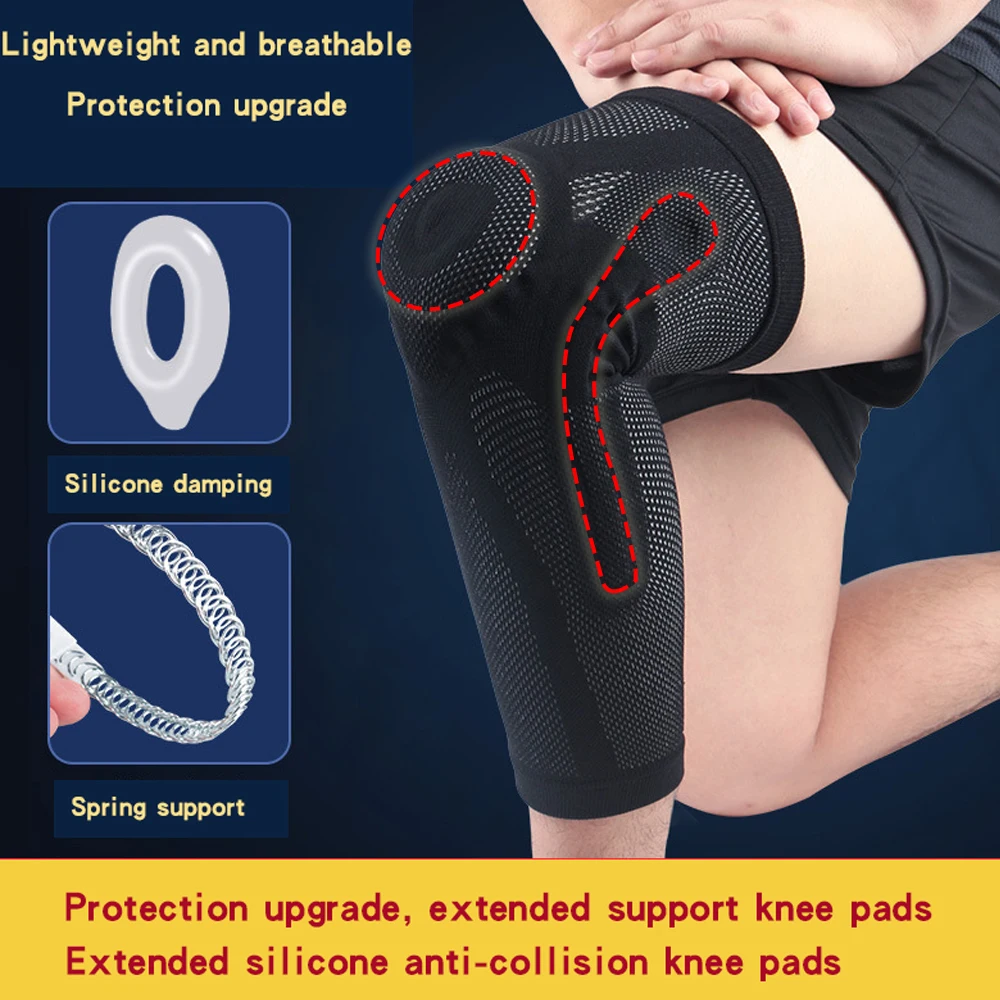 BYEPAIN Sports Full Length Knee Support Leg Compression Non-slip Patella Protector Basketball Spring Leg Warmer For Men Women