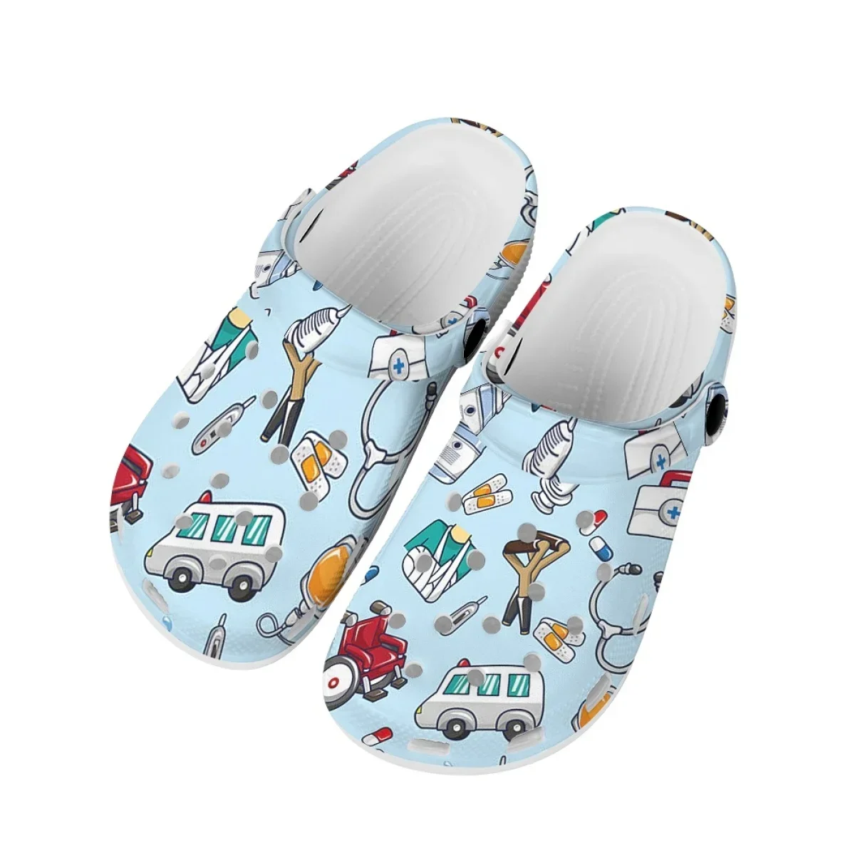 Summer Ladies Medical Car Printed Clogs Non-slip Casual Nursing Home Slippers Casual Lightweight Beach Flats Shoes Chaussure