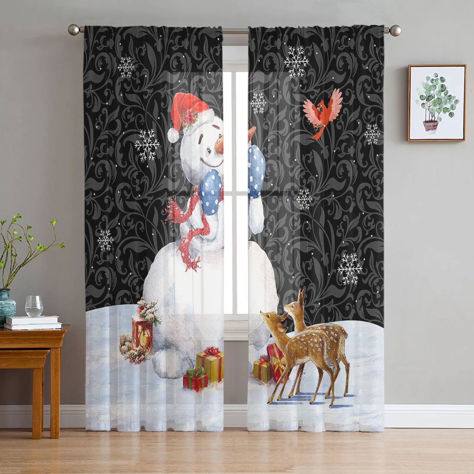 Lot D'embrasses De Rideaux Père Noël Et Bonhomme De Neige