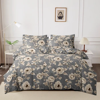 Kuup – parure de lit confortable et respirante, ensemble de literie Queen King Size, Style Floral, housse de couette floquée, drap et taie d'oreiller 1