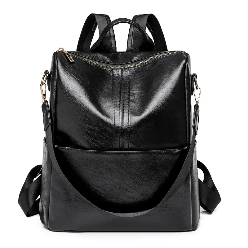 Vintage Large Capacity Women's Backpack Fashion Leather School Bag Multifunction Feminina Travel Shoulder Bag
