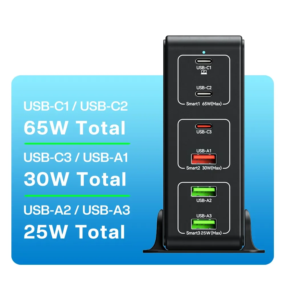 데스크탑 멀티 USB 충전기, 노트북 태블릿, 아이폰 15, 삼성 S23 울트라용, 120W GaN 충전기, 6 포트, 100W PD PPS QC4.0