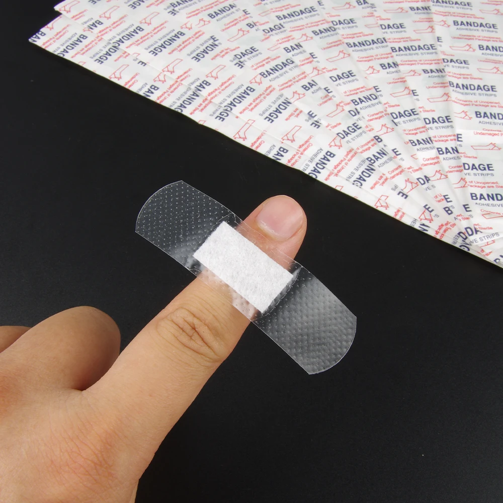 50PCS 38*38/72*19mm Transparent PU Waterproof Wound Plaster Band Aid Adhesive Bandage Protective Sticker Outdoor Home First Aid