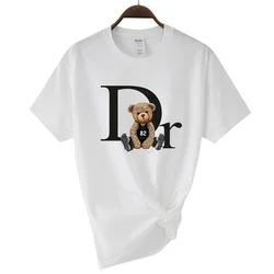 Luxury Brand Cute Bear Print Women T-shirt 100 Cotton Tshirt Summer Graphic Fashion Female T Shirts Woman Clothing Free Shipping
