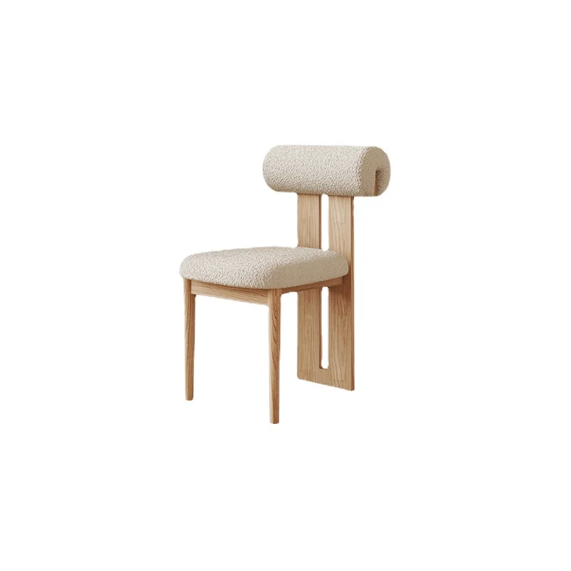 

ZL Solid Wood Dining Chair Ash Restaurant Chair Armchair Soft Bag Leisure Chair