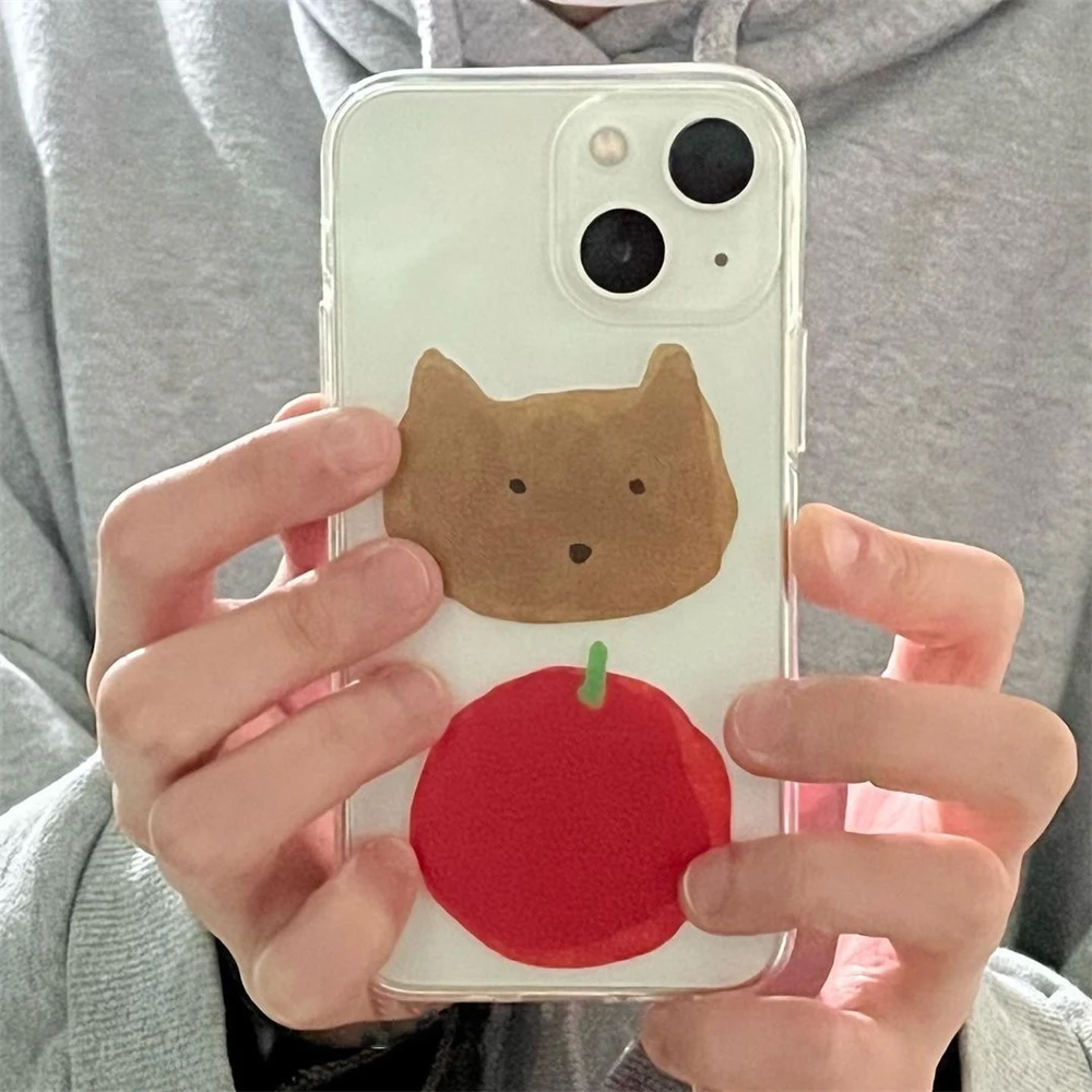 thumbnail image 1 of Korean Cute Cartoon Fox Transparent Phone Case For iPhone 15 14 13 12 11 Pro XS Max X XR 7 8 SE3 Clear Shockproof Soft Cover, 1 of 4