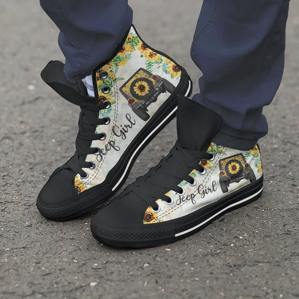 Trend Male High Top Canvas Shoes Fashion Light Walking Shoes Younger Cool Wild Sunflower Student Sneakers