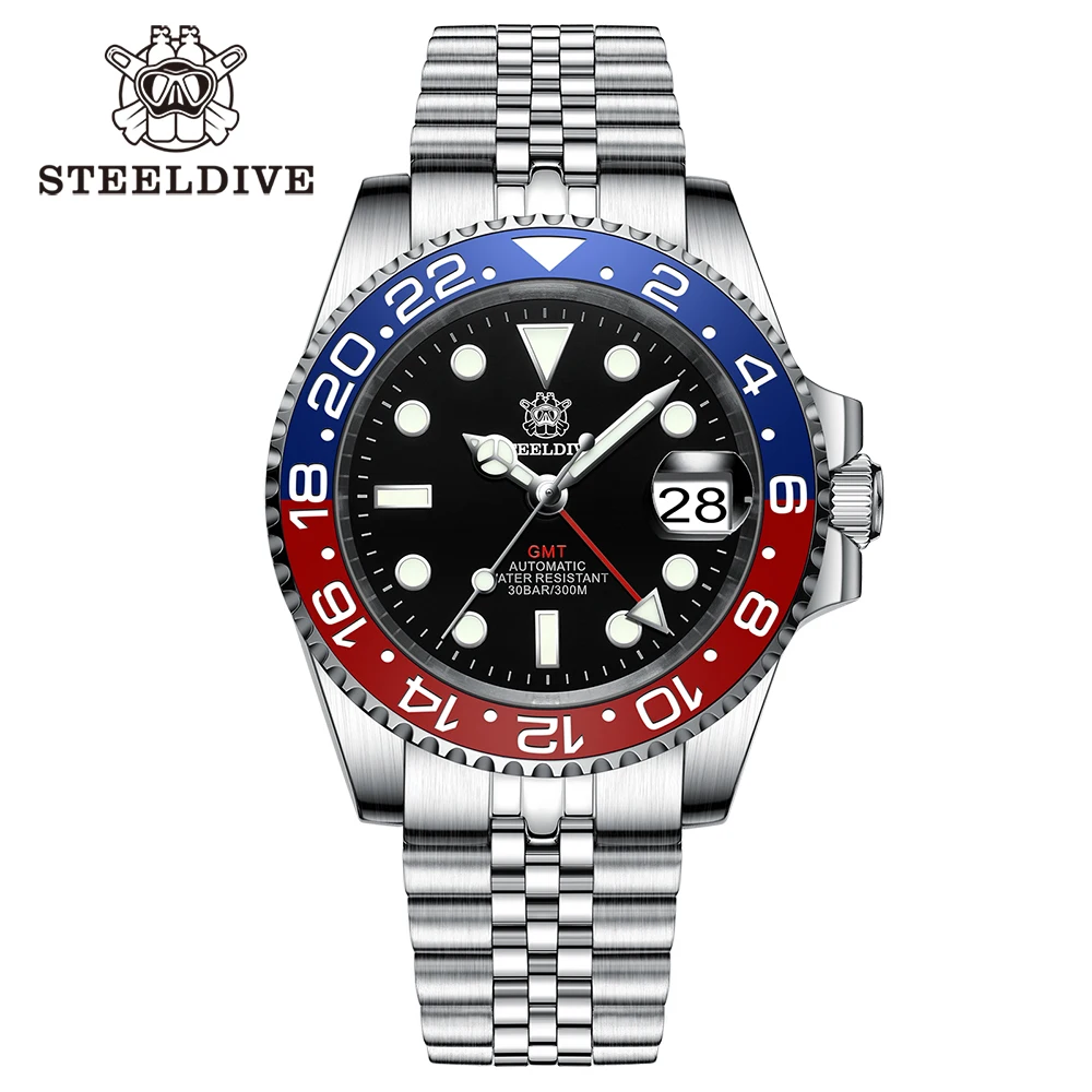 NH34 Movement New In 2023 Four Hands GMT STEELDIVE 41MM SD1993 Super Luminous 300M Waterproof Mens Dive Watch Reloj Ceramic Bzl nh34 movement new in 2023 four hands gmt steeldive 41mm sd1993 super luminous 300m waterproof mens dive watch reloj ceramic bzl