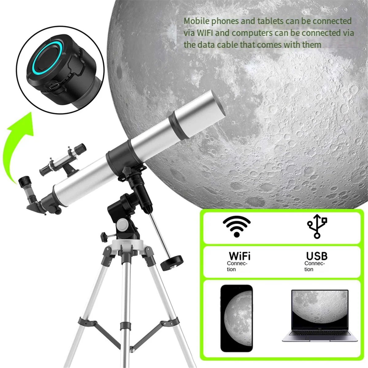 Upgraded 4K HD WIFI Electronic Eyepiece Astronomical Telescope Camera 5 Million Pixel Full-Color Bird-Watching Telescope ZJY