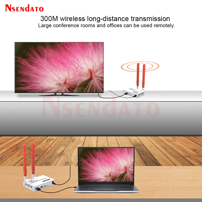 5.8G HDMI Wireless Extender Kit 4K 1080P 300m 1 TX-4 RX HDMI Wireless Video Transmitter Receiver with IR HDMI Loop-Out For TV PC