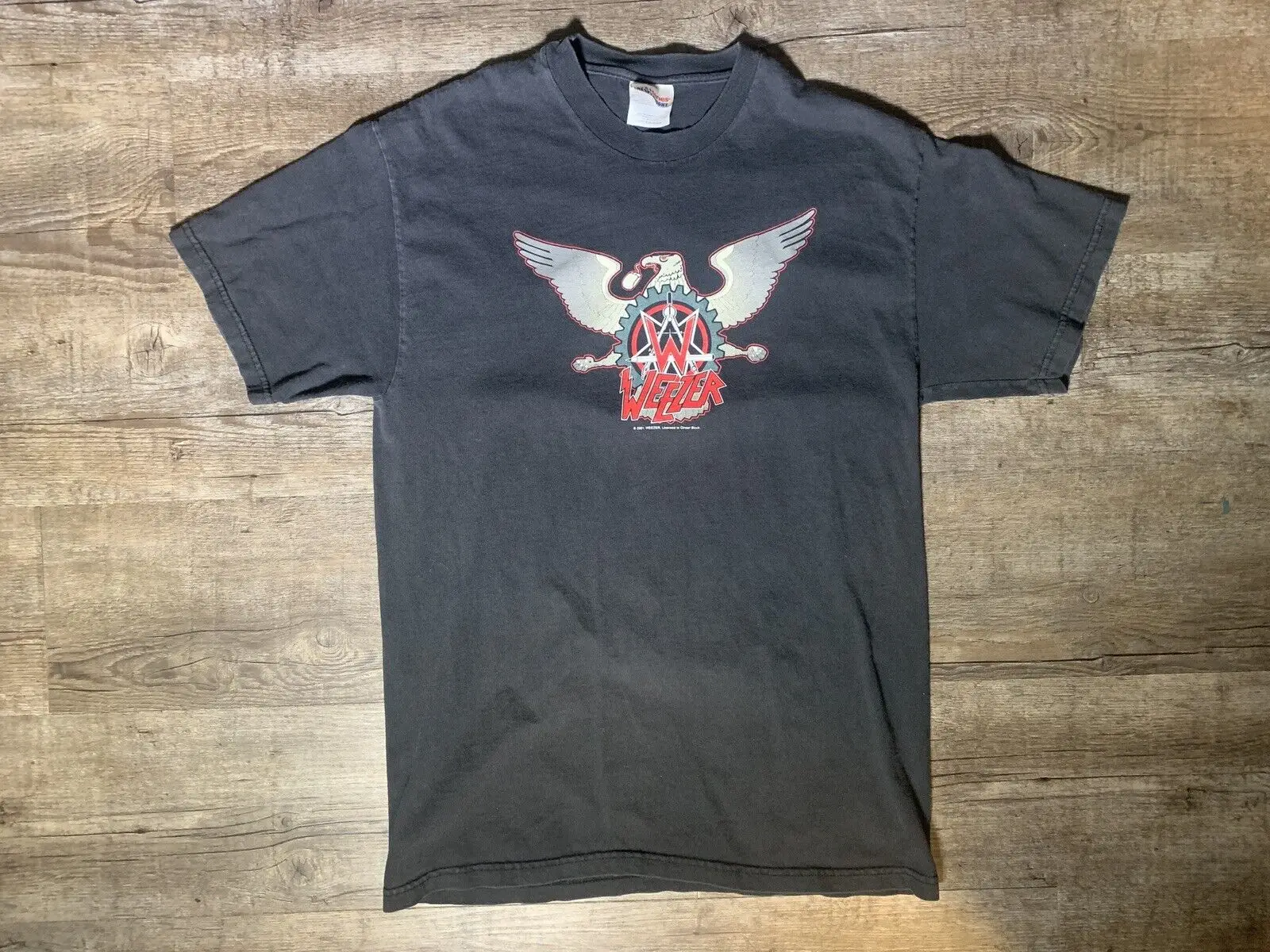 Vintage 2001 Weezer Geektanic Shirt Cinder Block Slayer Parody Double Sided Sz M