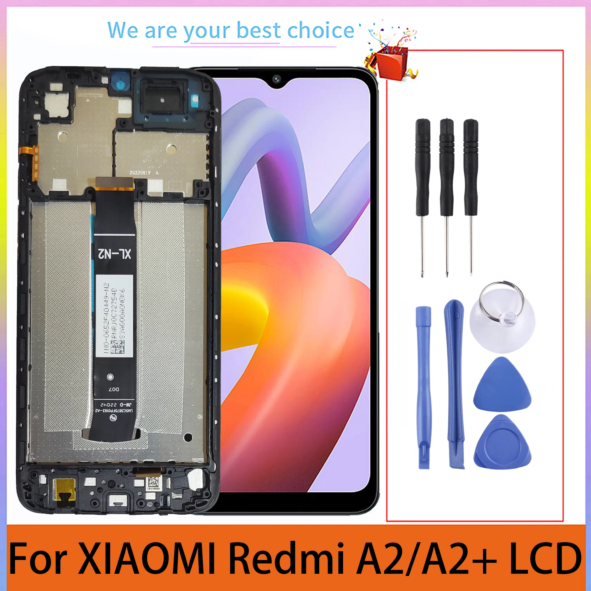 ARSSLY Schermo per Xiaomi Redmi A2 23028RN4DG, 23026RN54G / Redmi A2+ 23028RNCAG, 23028RN4DI, 23028RNCAI ​LCD Display Touchscreen Digitazer Assembly Sostituzione con Strumenti, Telaio (Nero