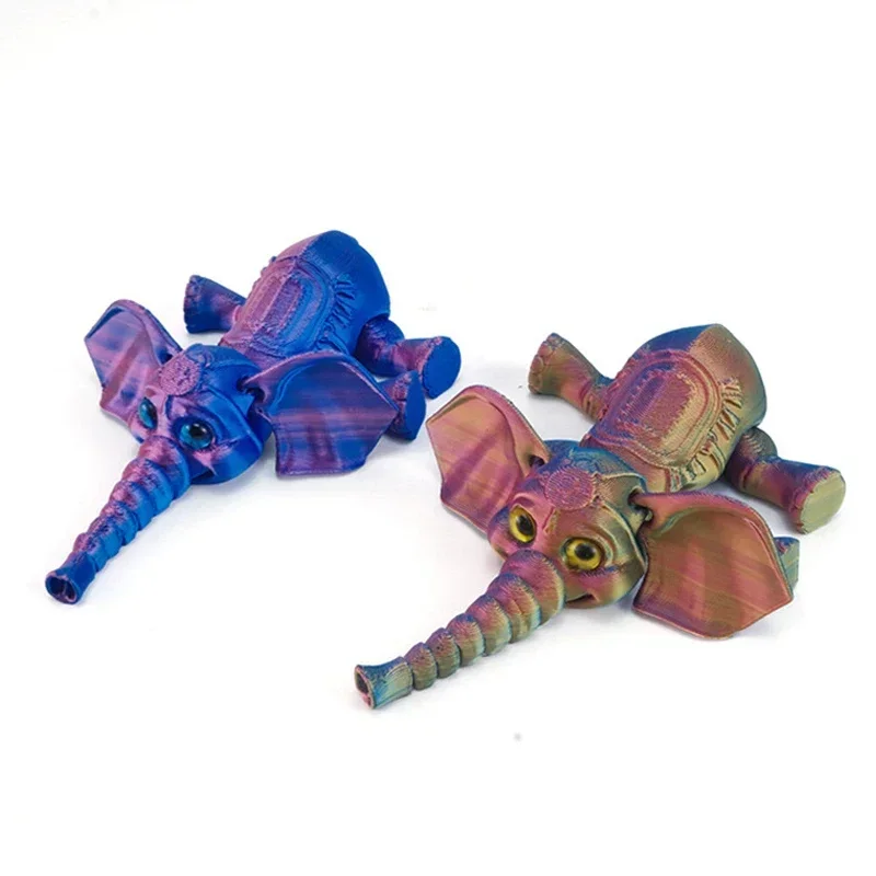 3D Printing Cute Elephant Cartoon Model Toys Mobile Limb Joint Children's Gifts Toys Model Ornament Creative and Novel Decorate