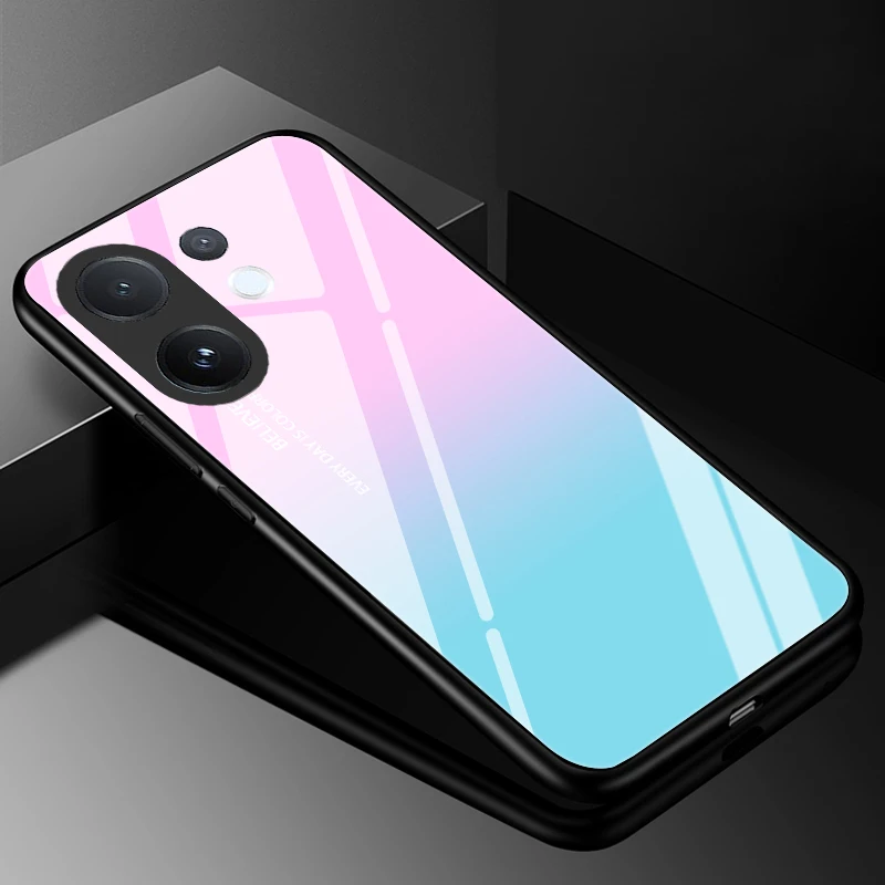 Luxury Tempered Glass Phone Case with Hard PC Bumper