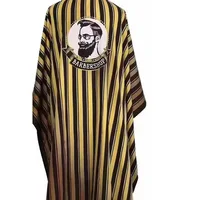 Cape de coupe de cheveux imprimée pour barbier, Cape de Salon imperméable à rayures jaunes et noires pour hommes, outil de coiffure professionnel 1