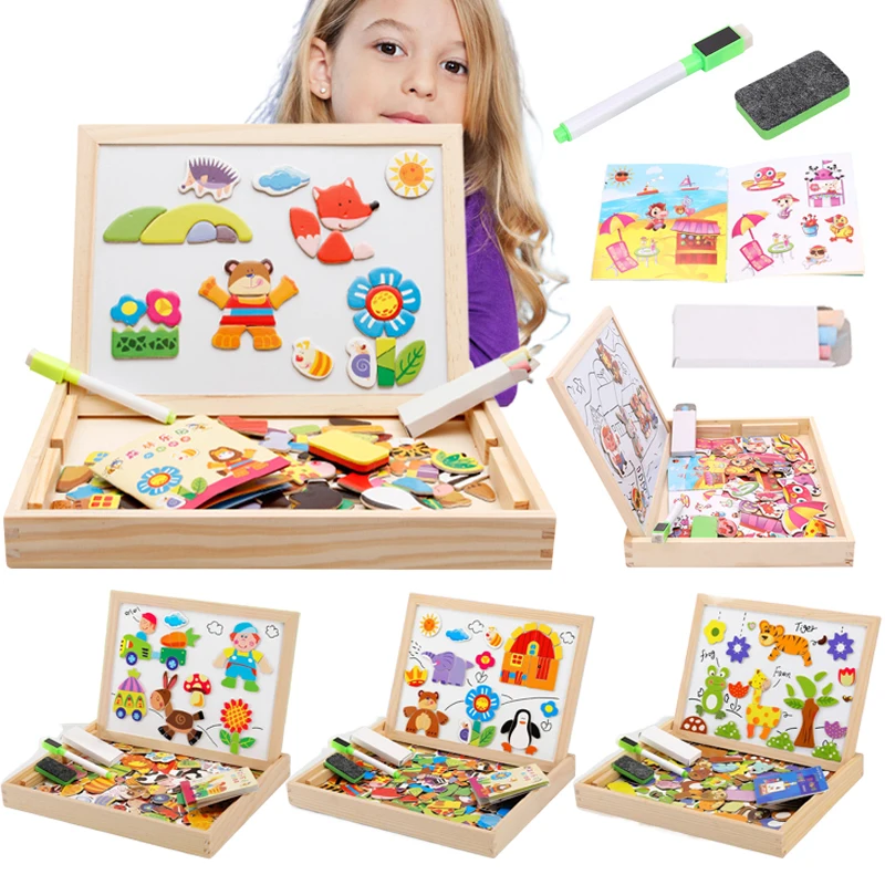 Children Puzzle Writing Magnetic Drawing Board Toys Paper / Wooden Parent Child Learning Early Education Interactive Toy TMZ puzzle toys,wooden puzzles,wooden toys,magnetic puzzle toys