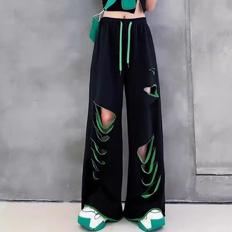High-waisted wide-leg pants women's summer new thin loose large-size straight casual pants sweatpants women