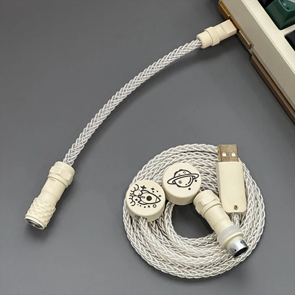알 수 없는 오류 RGB 편조 키보드 케이블 USB to Type-C 단결정 구리 1.4m 게임용 키보드 선물용 항공 커넥터