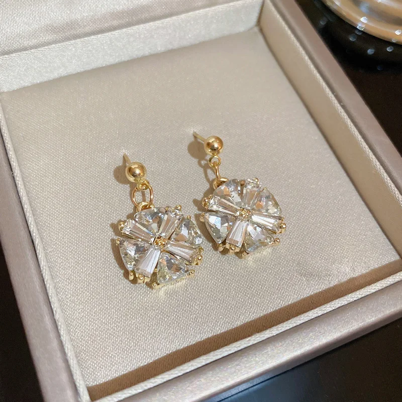Dangle Earrings Cat eye Zircon Square Moon Water Drop Pendant For Women Party Jewelry Gifts Wedding