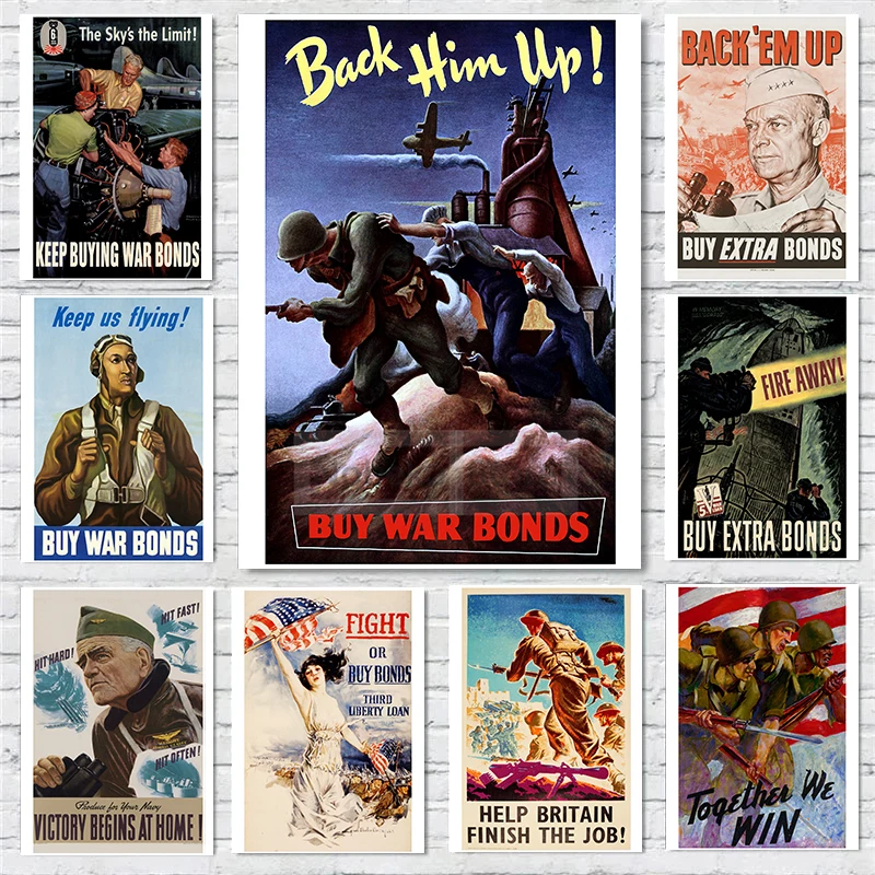 Vintage World War Ii War Bond Air Force Army Navy Retro Poster E Stampe Canvas Painting Wall Art Pictures Home Room Decor