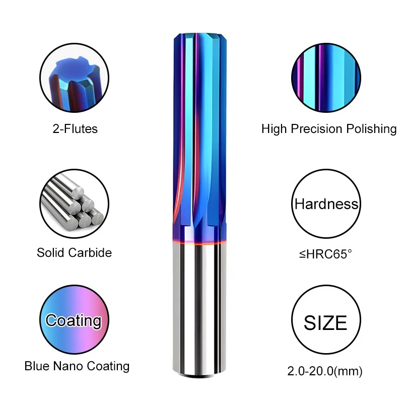 GAMONT HRC65 3.0mm-20.0mm Tungsten Steel Machine Reamer Carbide Blue Nano Coating Straight Shank H7 High-Precision Reamer Tools 2