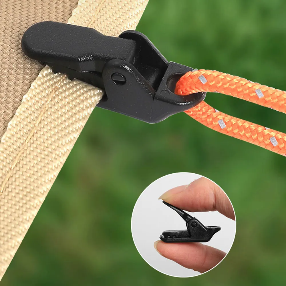 Shade Cloth Clips 10Pcs Tent Canopy Clip Plastic Double Hole Tent Rope Adjustable Buckle Curtain Alligator Clip Outdoor Camping Hiking