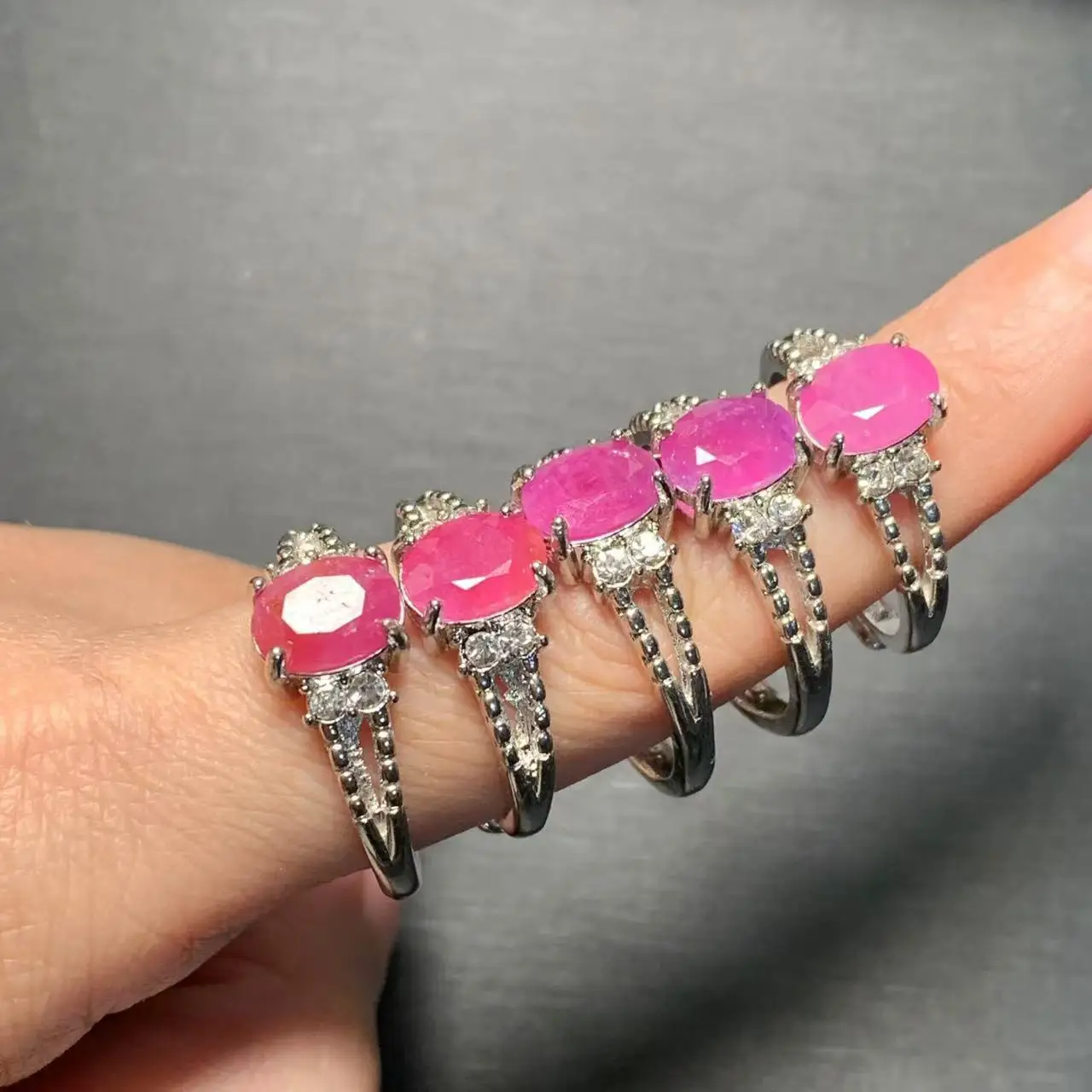 8*6 MM Natural Ruby Ring Adjustable Female Classic Ring Jewelry for Women Gift Wholesale High Quality Vintage Fine