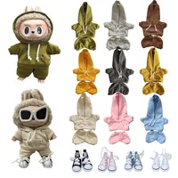 Labubu Casual Sweatsuit Set - Comfy Labubu Clothes for 10.5/17cm Dolls Featuring Ribbed Hem Details Labubu Pin For Love Clothes 1