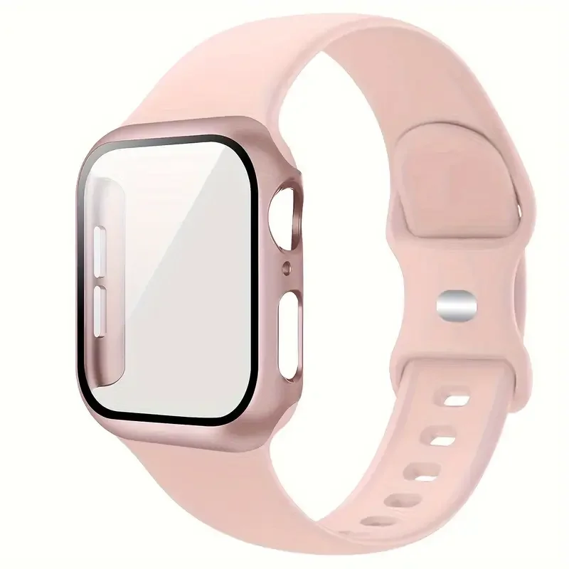 Stylish Silicone Bracelet for Apple Watch - Glass Case with Watchbands