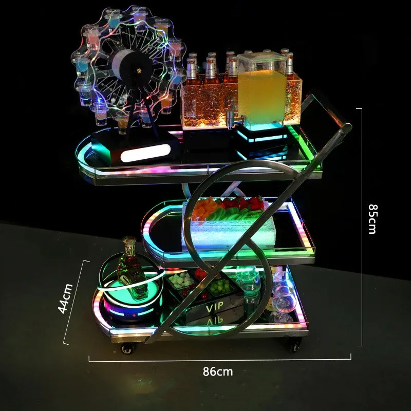 Bar KTV Luminous Drinks Trolley Night Show Wine Food Delivery Van Birthday Cake Car Led Mobile Trolley
