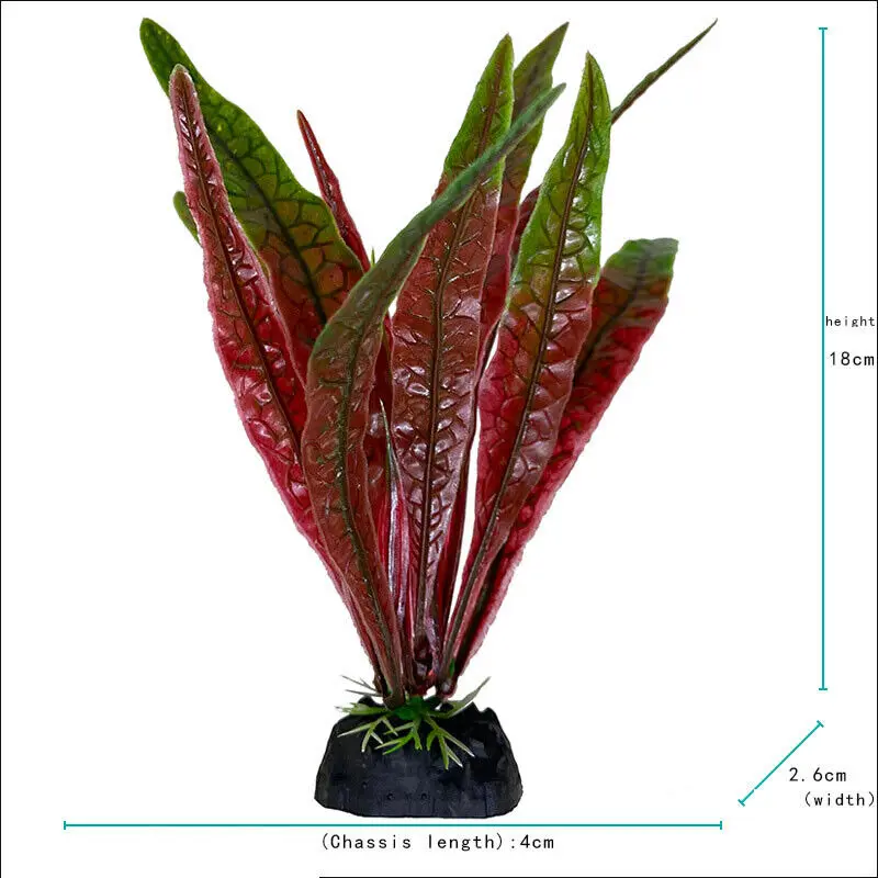 Vibrant Underwater Landscape Decoration - Green & Purple Aquatic Plants and Flowers