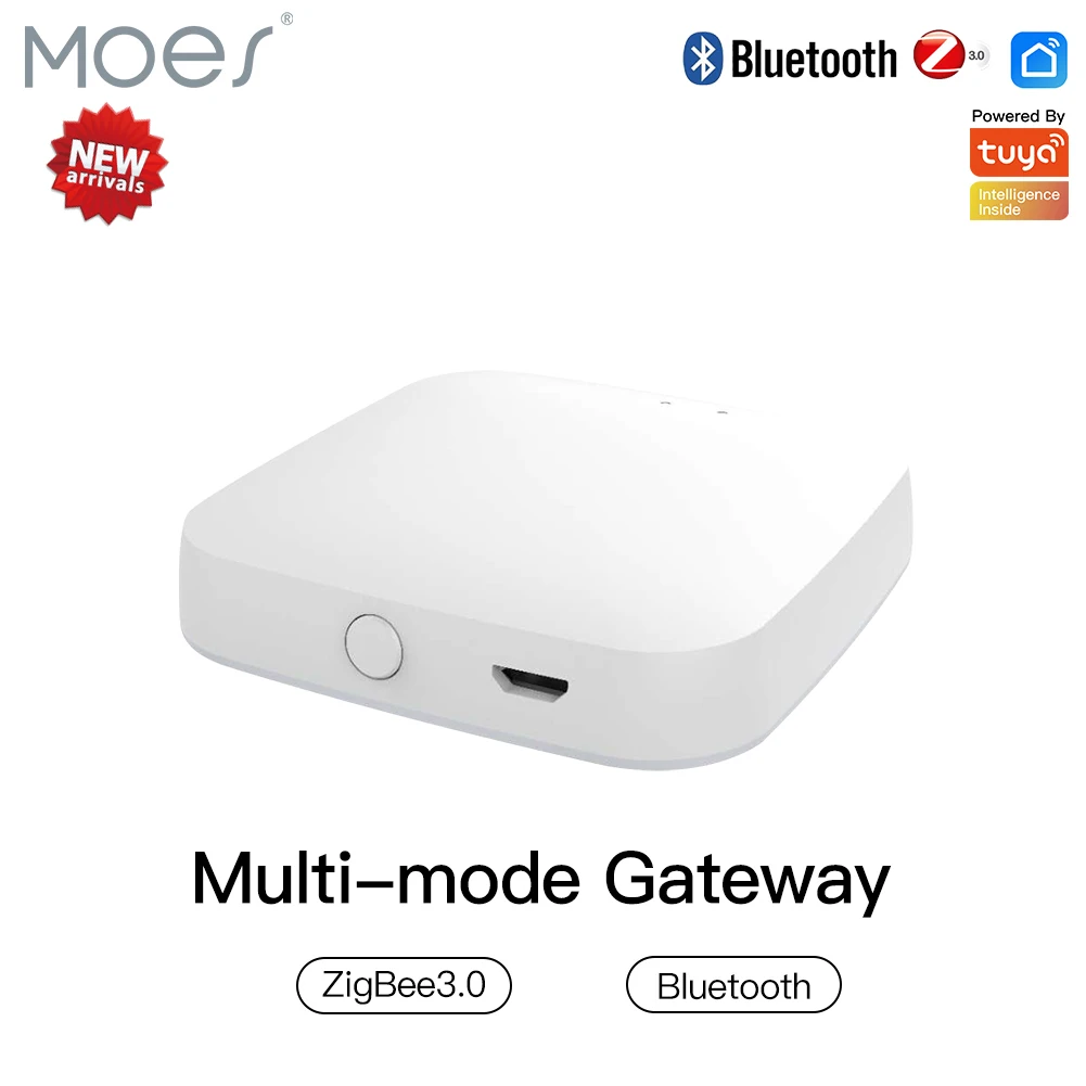 MOES 멀티 모드 스마트 게이트웨이 지그비 블루투스 메쉬 허브, 투야 스마트 앱과 연동, 알렉사 구글 홈 음성 제어, 신제품