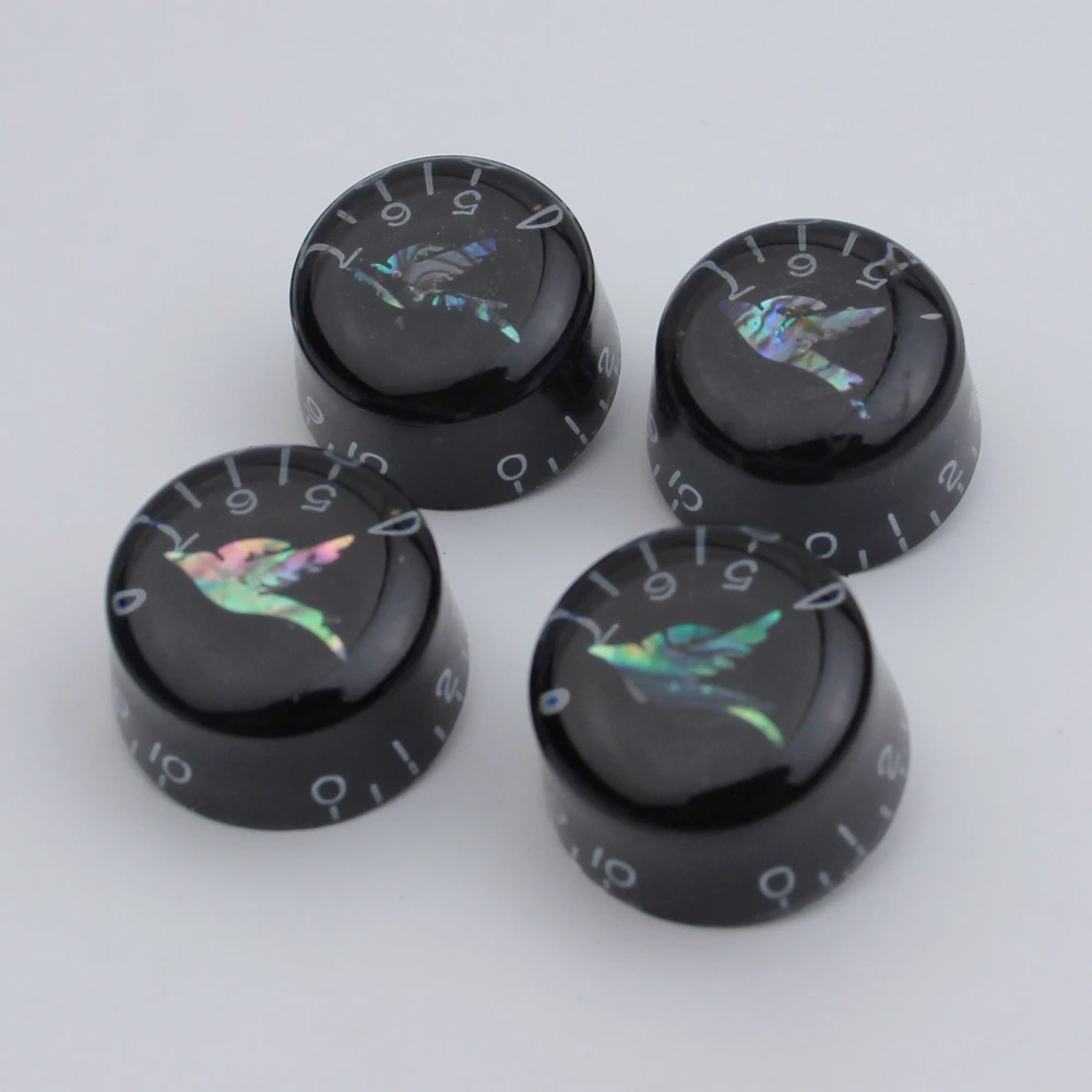 4 Pcs Guitar Control Knobs For 6mm Abalone Blue Green Speed Volume Tone Potentiometer Knob