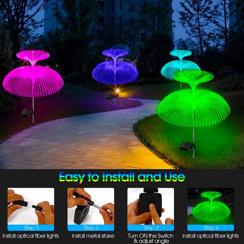 Solar Double Jellyfish Pathway Lights LED Garden Decor