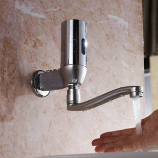 

Commercial Wall-Mounted Full-Auto Induction Faucet Touch-Free Intelligent Induction Hot and Cold Water Faucet Thickening