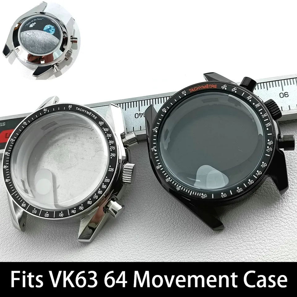 39.7 ミリメートル VK63 VK64 ケースシルバーブラック時計ケース