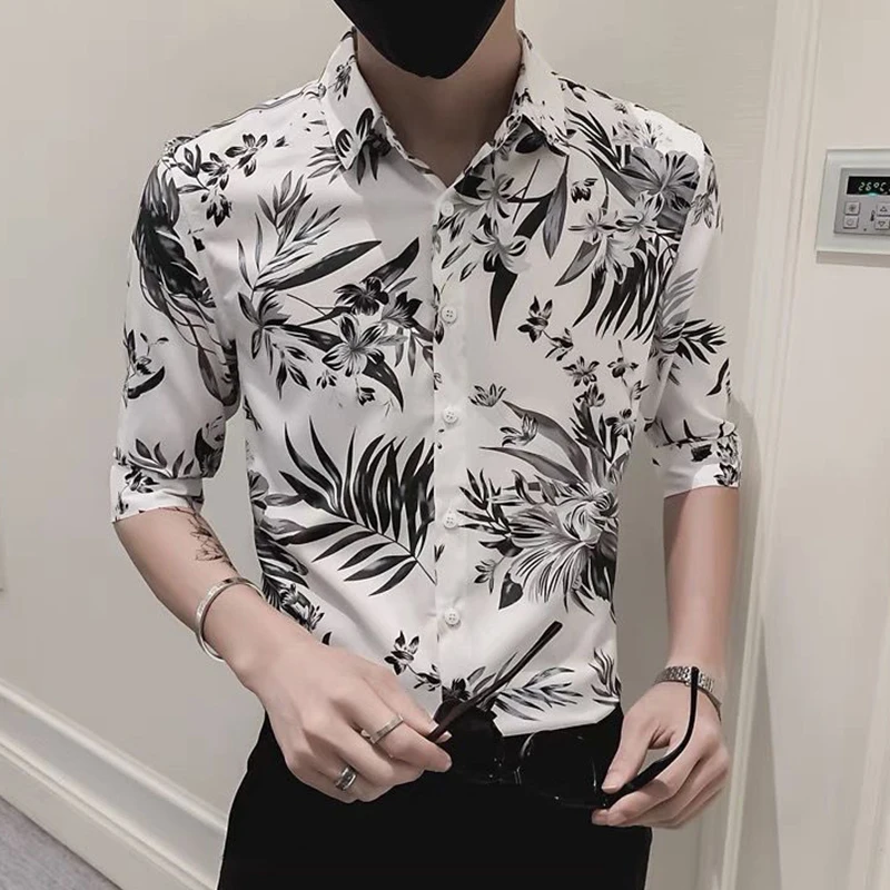 Description Picture 4 of itemFashion Lapel Loose Printed England Shirts Men's Clothing 2024 Spring New Oversized Casual Tops Half Sleeve All-match Shirt