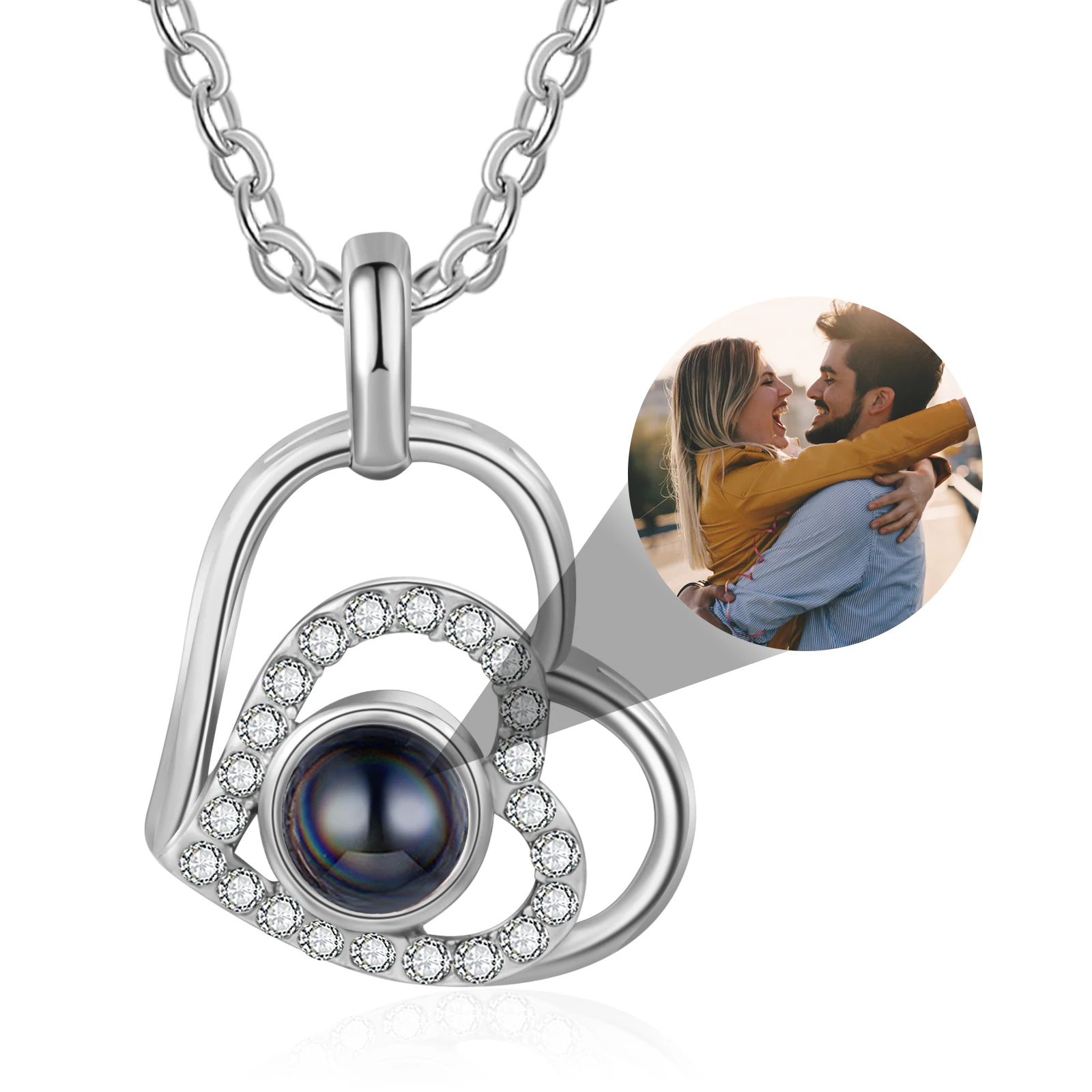 

Custom Photo Projection Necklace Personalized Necklace with Inside Picture for Mom Women Wife Girlfriend