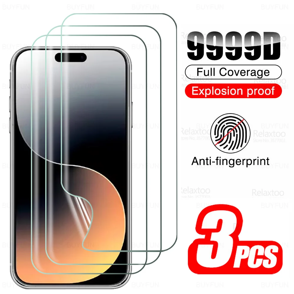 3Pcs Full Glue Hydrogel Film Per Iphone 15 Pro Screen Protector Non Glass Iphone15 Plus Iphone15Pro 15Pro Max Promax 2023 6.7''
