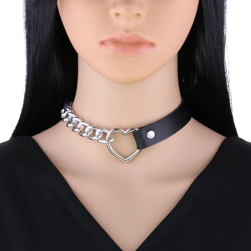 Choker Black Leather Heart Goth Collar For Girls Halloween Jewelry Gothic  Grunge Cute Kawaii Necklace Egirl Chocker Accessories